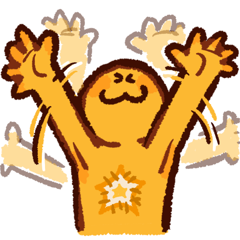 an emoji yellow figure with a star on their chest waving their arms.